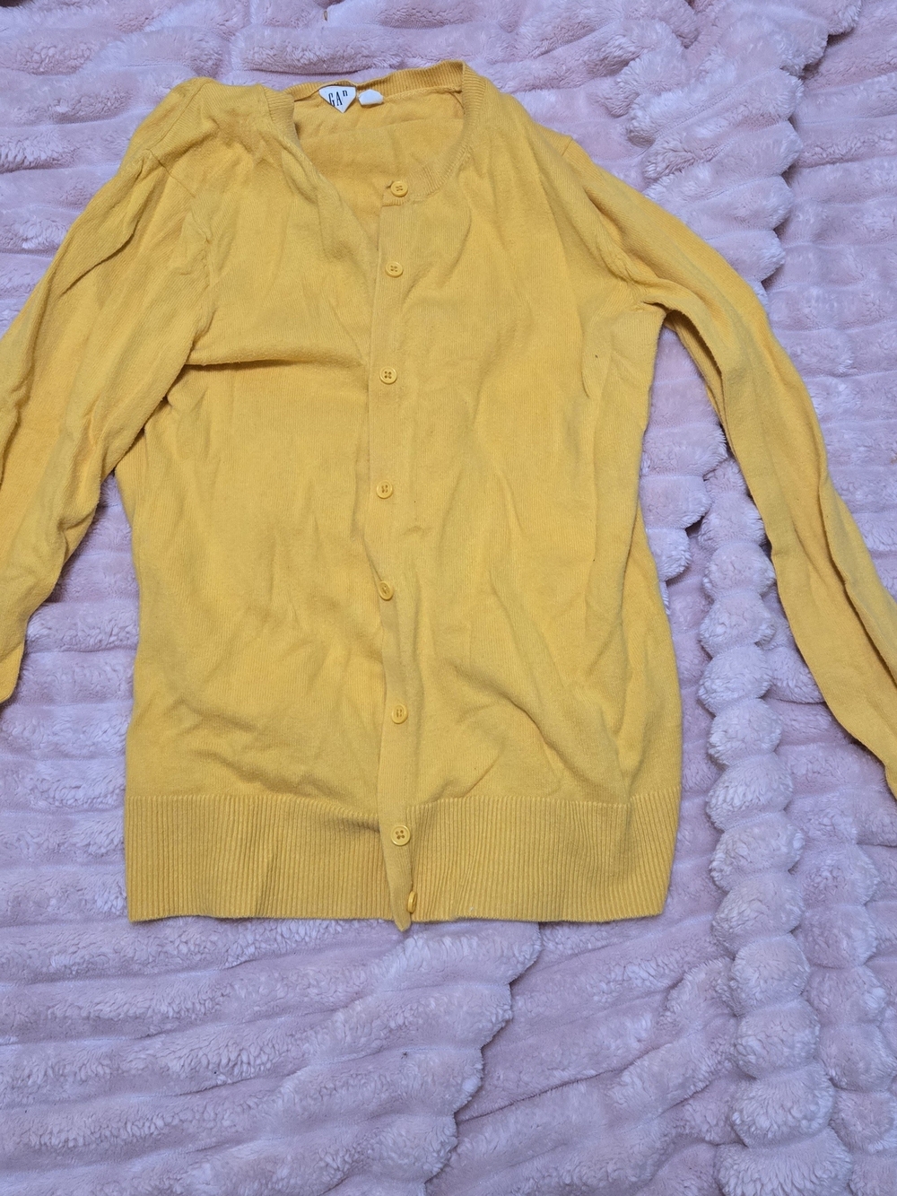 Gap Mustard Yellow 100% Cotton Button Front Cardigan Size M